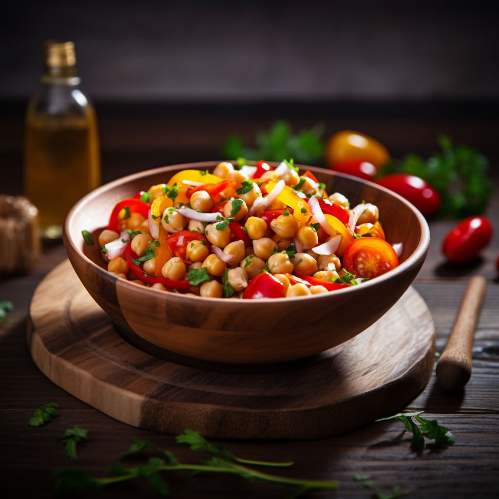 Kichererbsen-Salat mit frischen Kräutern und Gemüse - Culinaria Vegan